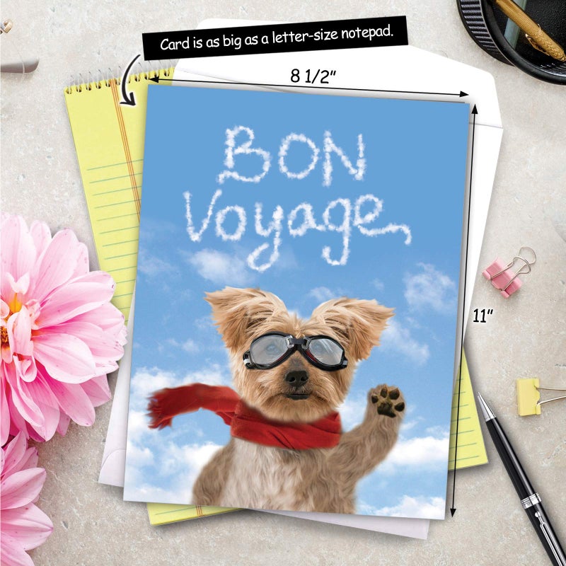 NobleWorks, Goodbye Dog - Large Bon Voyage Greeting Card from All of Us (8.5 x 11 Inch) - Trip, Vacation Card with Envelope J6345BVG-US - Image 3